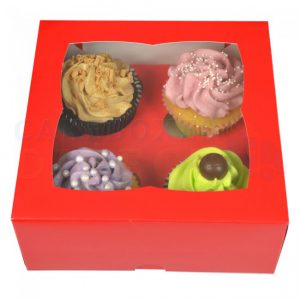 Red Cupcake Boxes holds 4